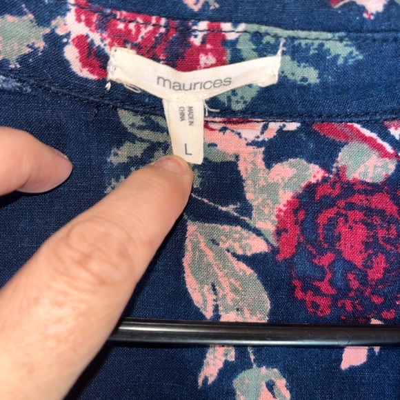 Maurices Navy Floral Button Down Shirt - Picture 2 of 8